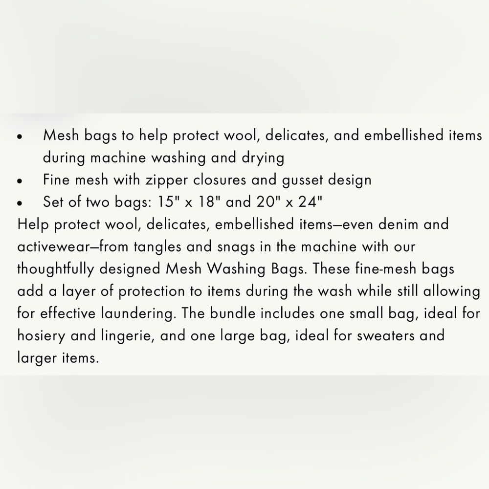 New! The Laundress Mesh Bag Bundle, Mesh Laundry Bags, One Large One Small - Picture 2 of 3